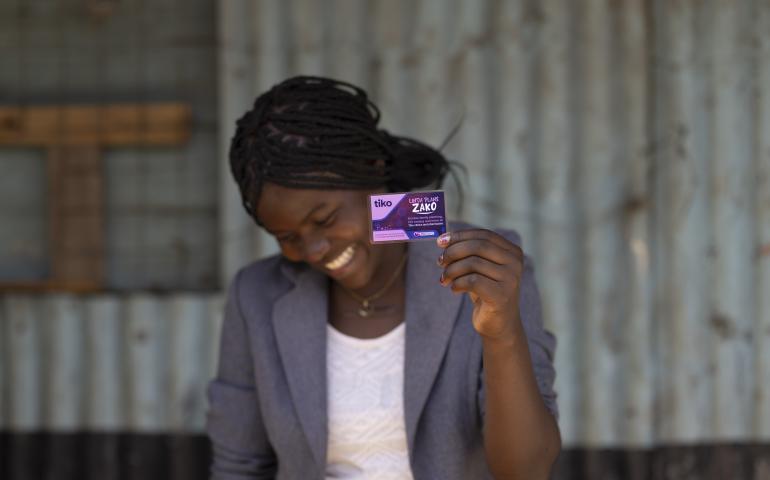 A mobile phone or Tiko membership card is used to enroll on the platform for access to free sexual and reproductive health services.