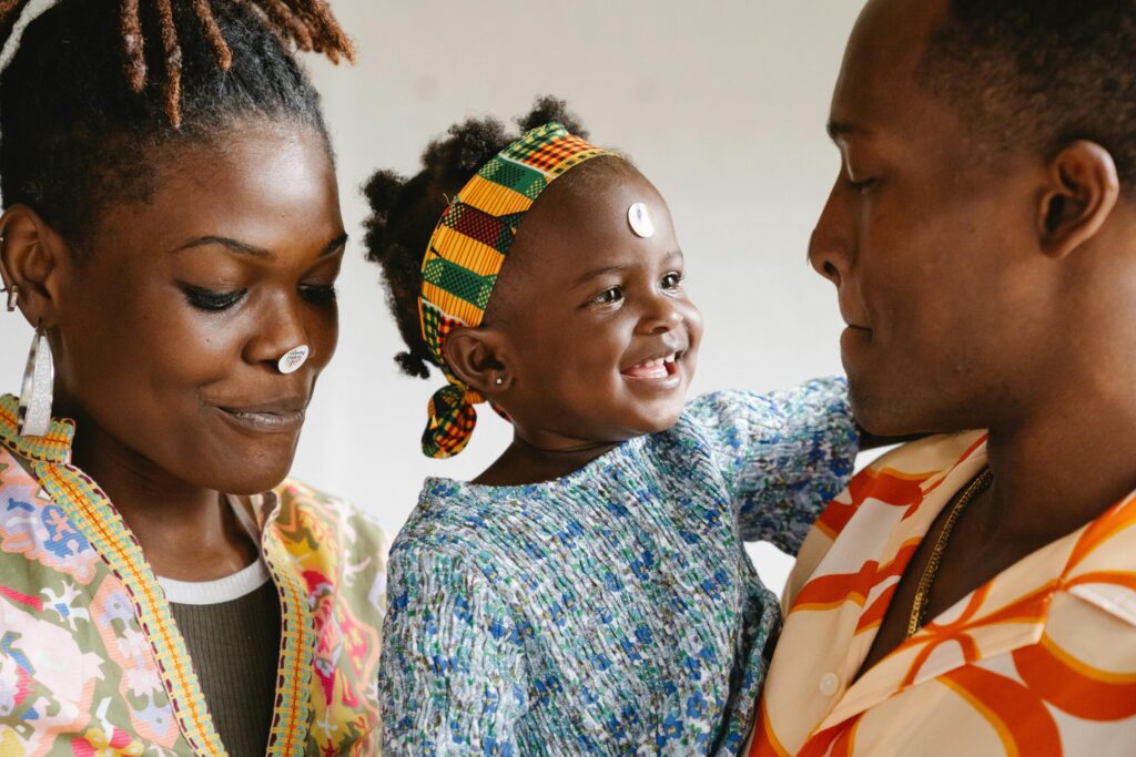 A happy family bonding together, showcasing love and tradition.